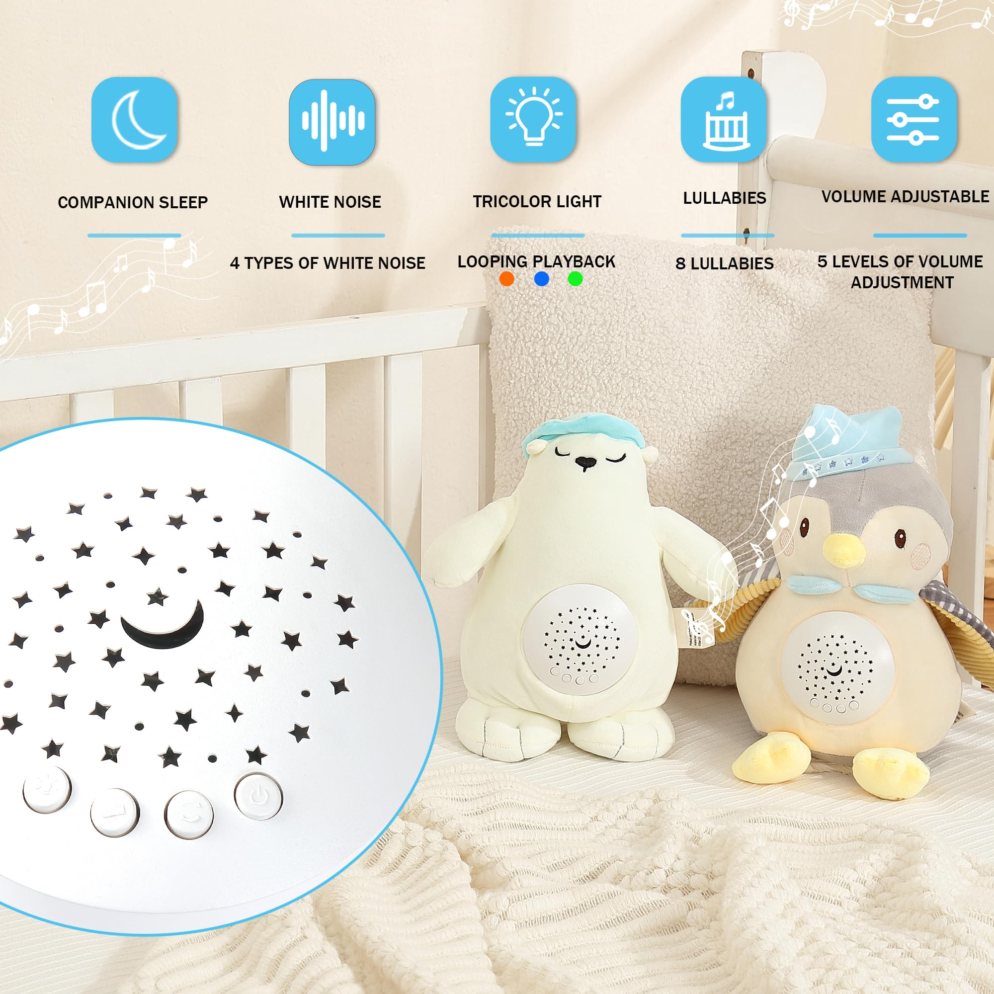 EAQ Baby Sleep Aid Soother with Nursery Decor Night Light Projector - Image 3