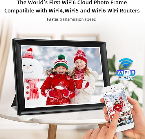 Miniatura 3 de Marco de fotos digital de 2K 64 GB y 11 pulgadas, WiFi6 y 5G, marco de fotos digital 1920 x 1280 FHD IPS pantalla táctil 100% sRGB, comparte fotos y