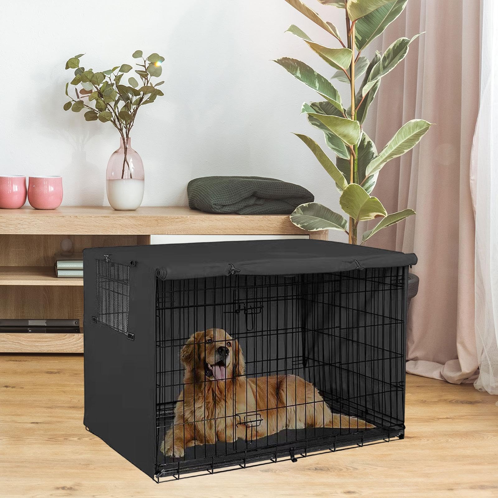 LOVIVER Hundekäfig-Abdeckung aus Oxford-Stoff, Hundehütten-Abdeckung, winddichter Regenschutz, 91cmx61cmx64cm