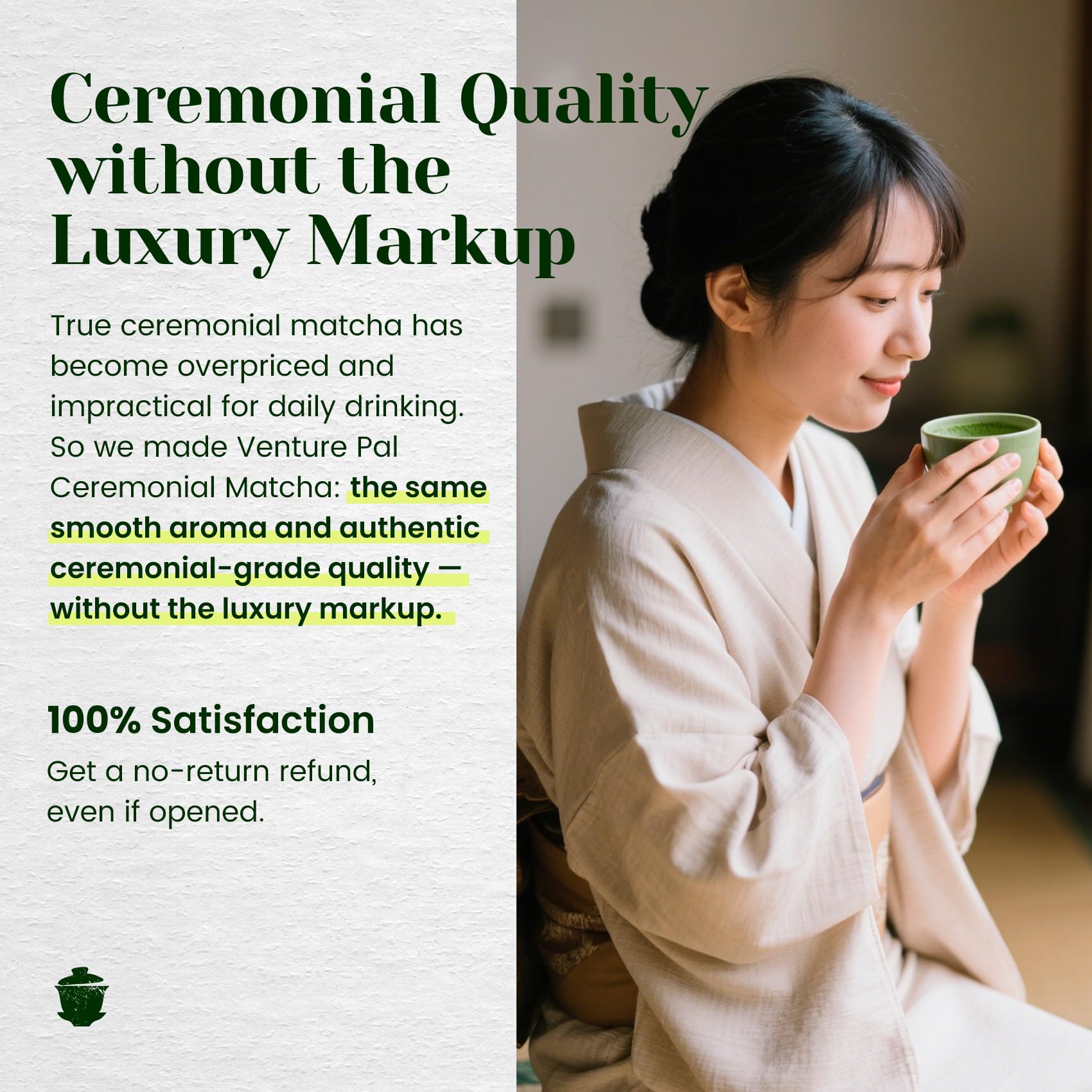 Venture Pal Superior Ceremonial Grade Matcha Powder 100 Pure First Harvest Matcha Powder Green Tea sourced from Uji — view 6