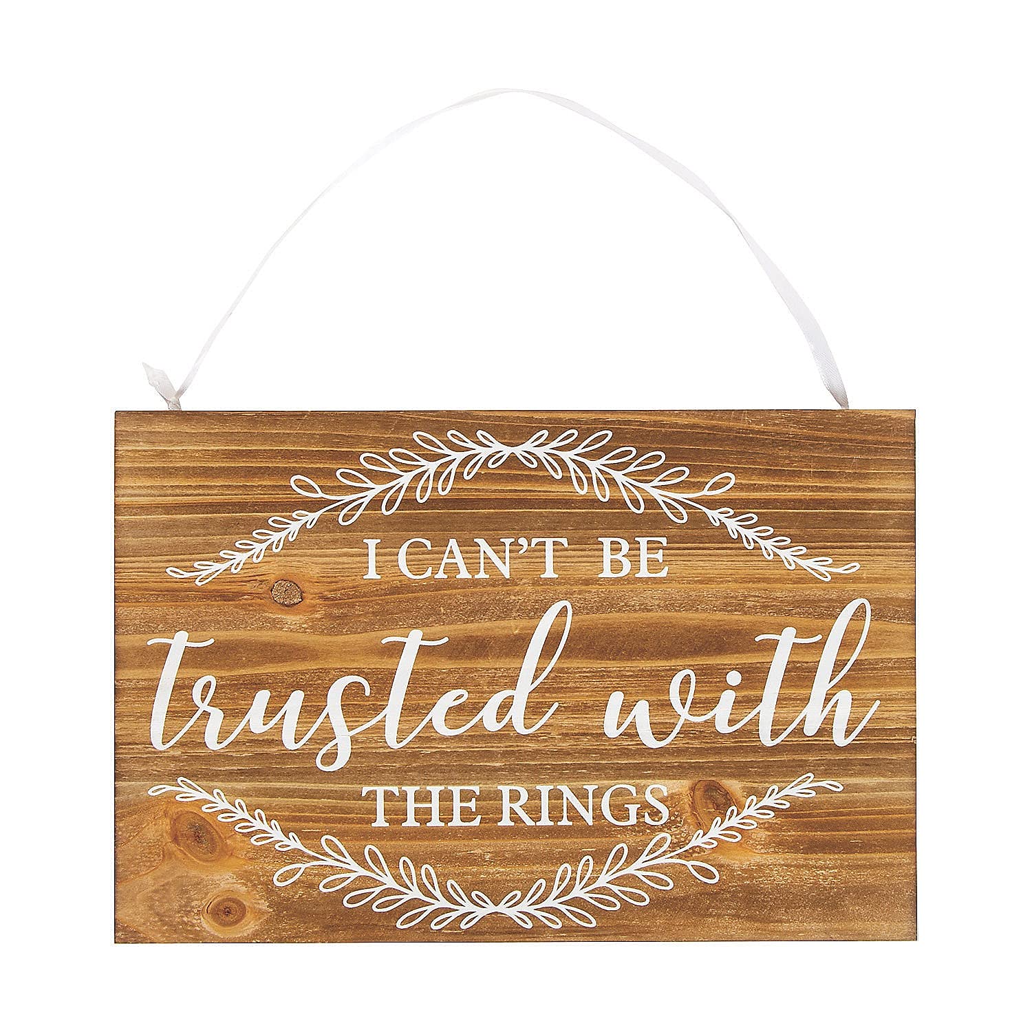 Fun Express Can't Be Trusted Ring Bearer Sign - Humorous Wedding Decor for Ring Bearers Perfect for Funny Weddings Bridal Showers and Receptions - Playful Sign for Special Occasions - 1 Piece