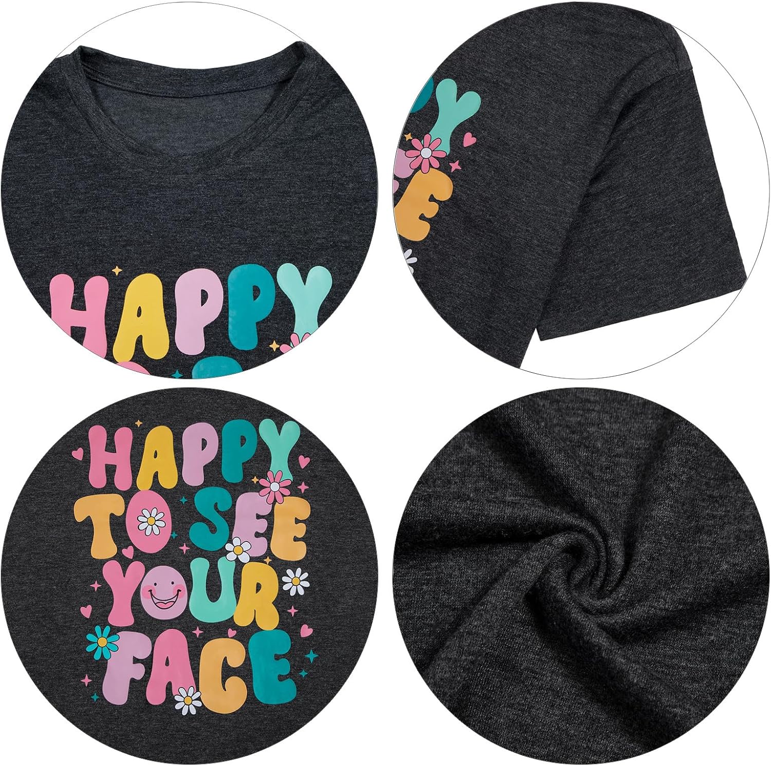 ALLTB First Day of School Shirt Happy to See Your Face Shirts Women Back to School T-Shirt Teacher Life Tee Tops - Image 6