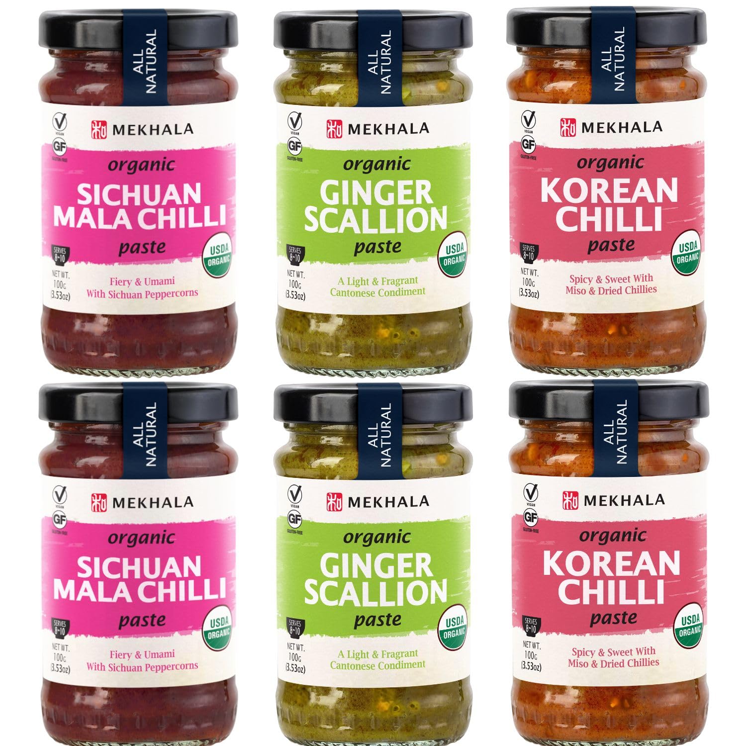 Mekhala Organic East Asian Cooking Pastes 3.53oz (Value Variety Pack)