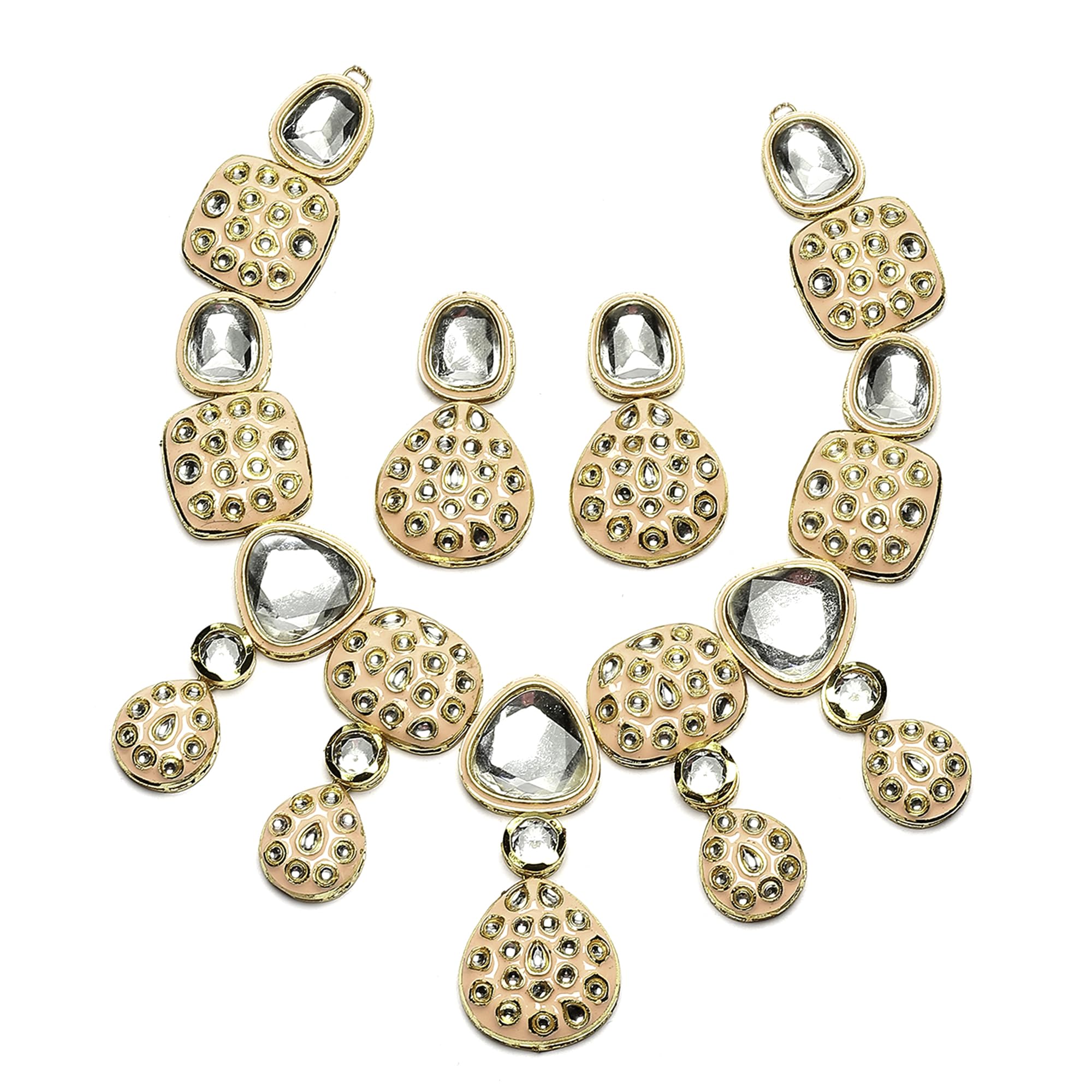 ZENEME Gold-Plated Kundan Studded Enamelled Necklace With Earrings Jewellery Set For Girls and Women (Pink) (B0CGRXWH3Z) Amazon Price History, Amazon Price Tracker