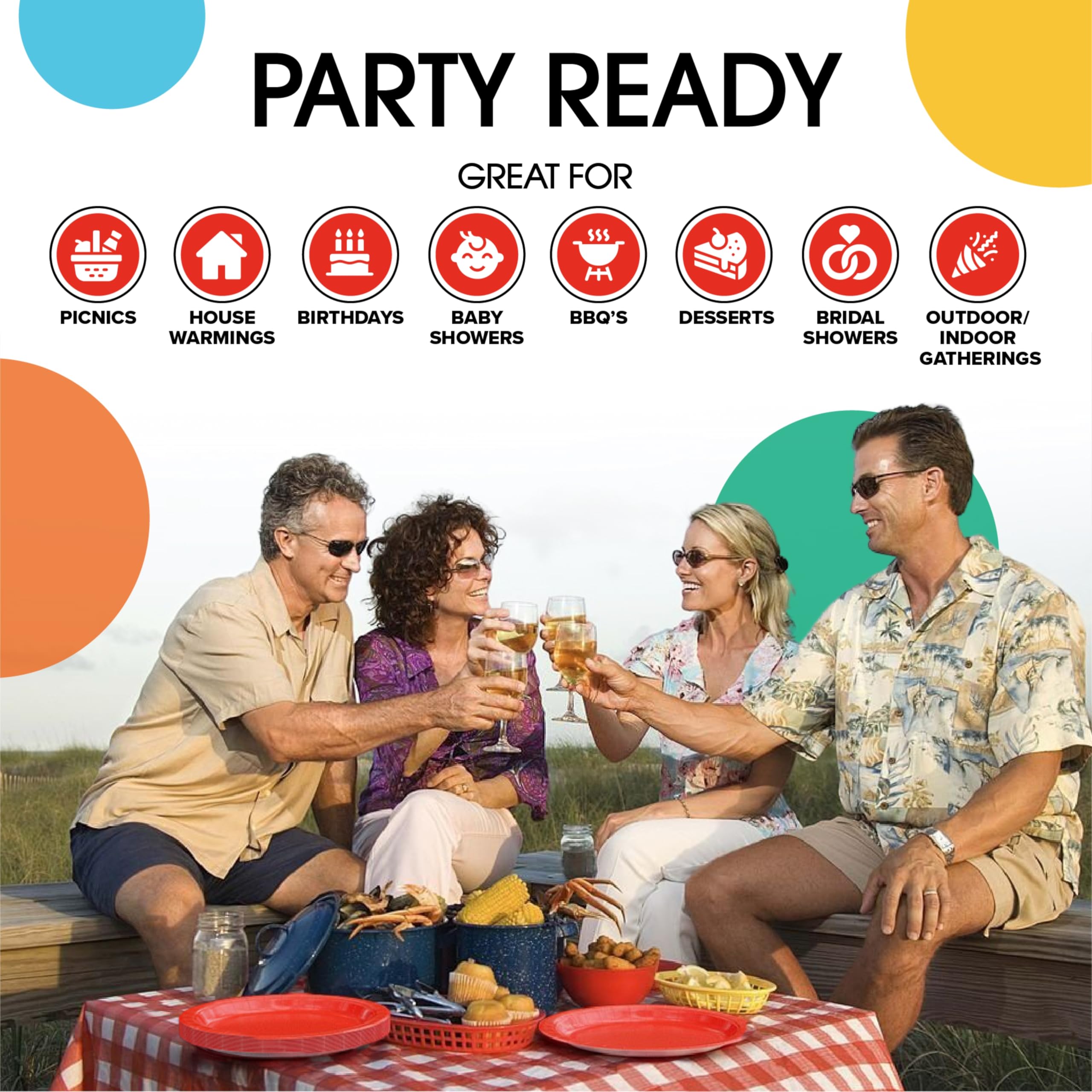 Party Solids Exquisitos platos de papel mixto rojo y azul, 7 y 9 pulgadas, paquete de 200 (100 cada uno), 350 g/m²