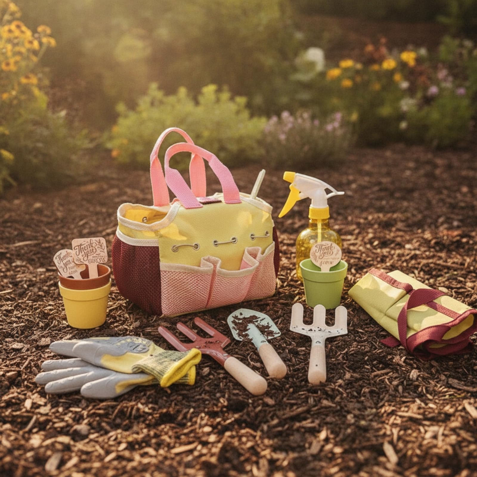 Kit di attività di Giardinaggio per Bambini con Borsa Portaoggetti Educativo Kit Attrezzi Giardino Bambini Sicuro per Casa