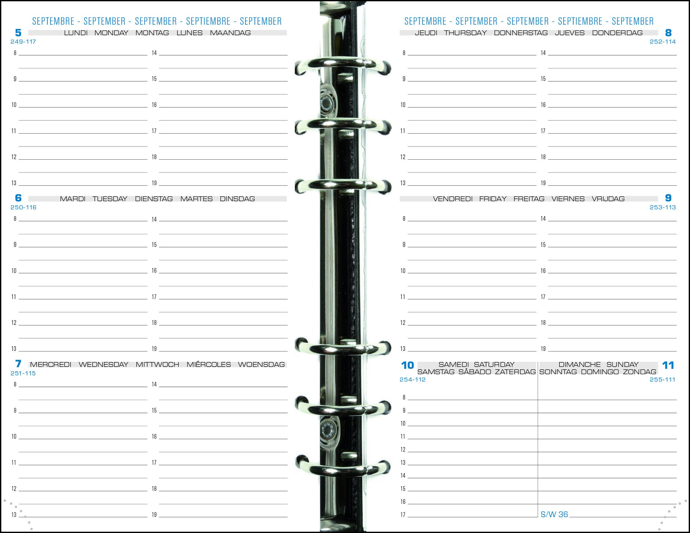 Exacompta Exatime 17 Weekly Calendar Refill Horizontal September 2020-2021 105 x 172 mm