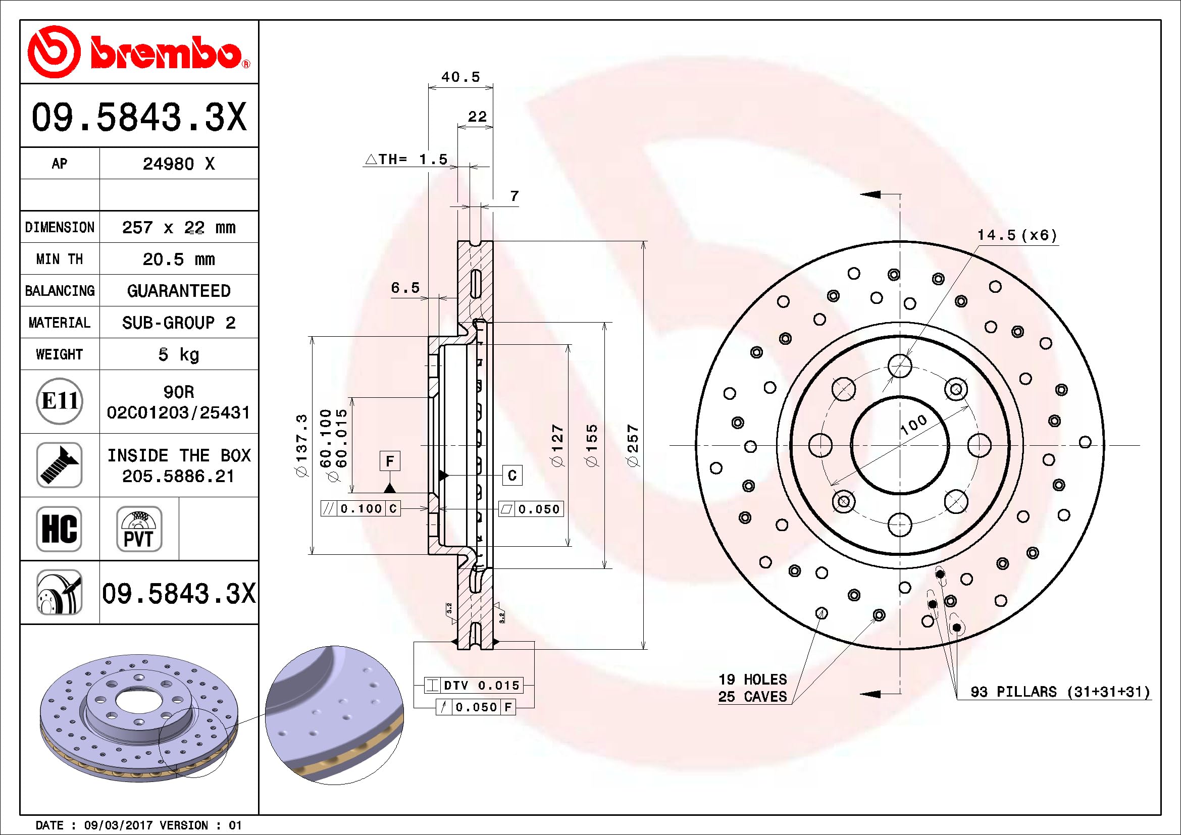 Brembo Xtra Line - Brembo Disco Freno 09.5843.3x