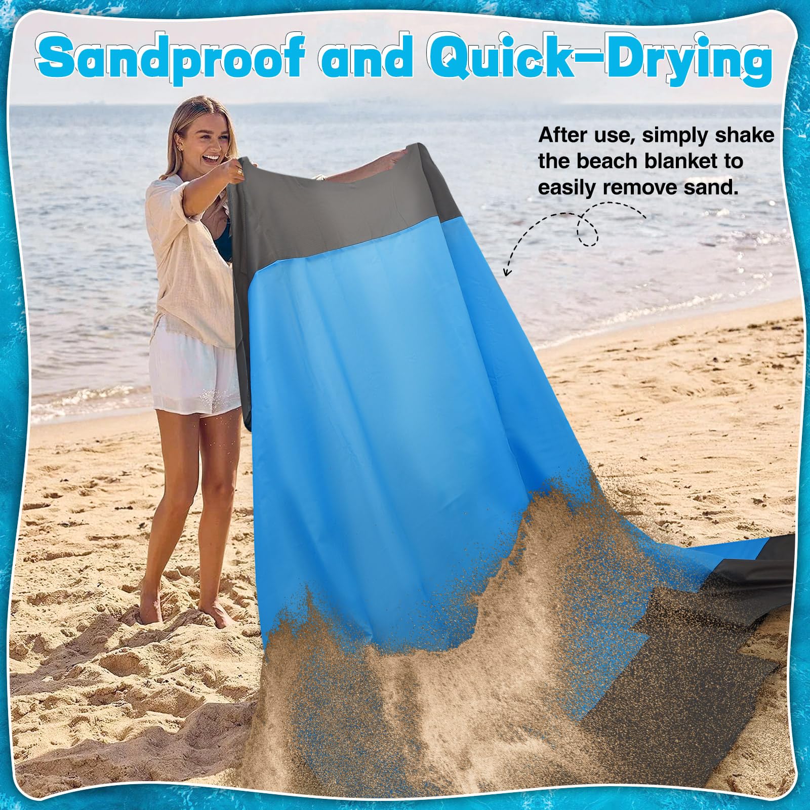 Coperta da Spiaggia Anti-Sabbia XXL 210 x 200 cm Telo Mare per Spiaggia Campeggio Picnic
