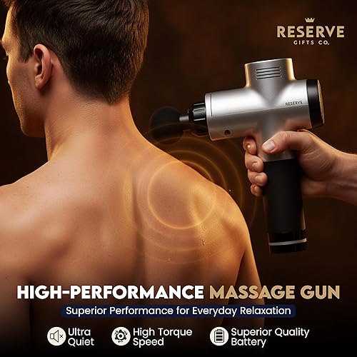 Miniatura 2 de Pistola de masaje de regalo con estuche de transporte, masajeador de espalda de tejido profundo para aliviar el dolor con 6 cabezales de relajación