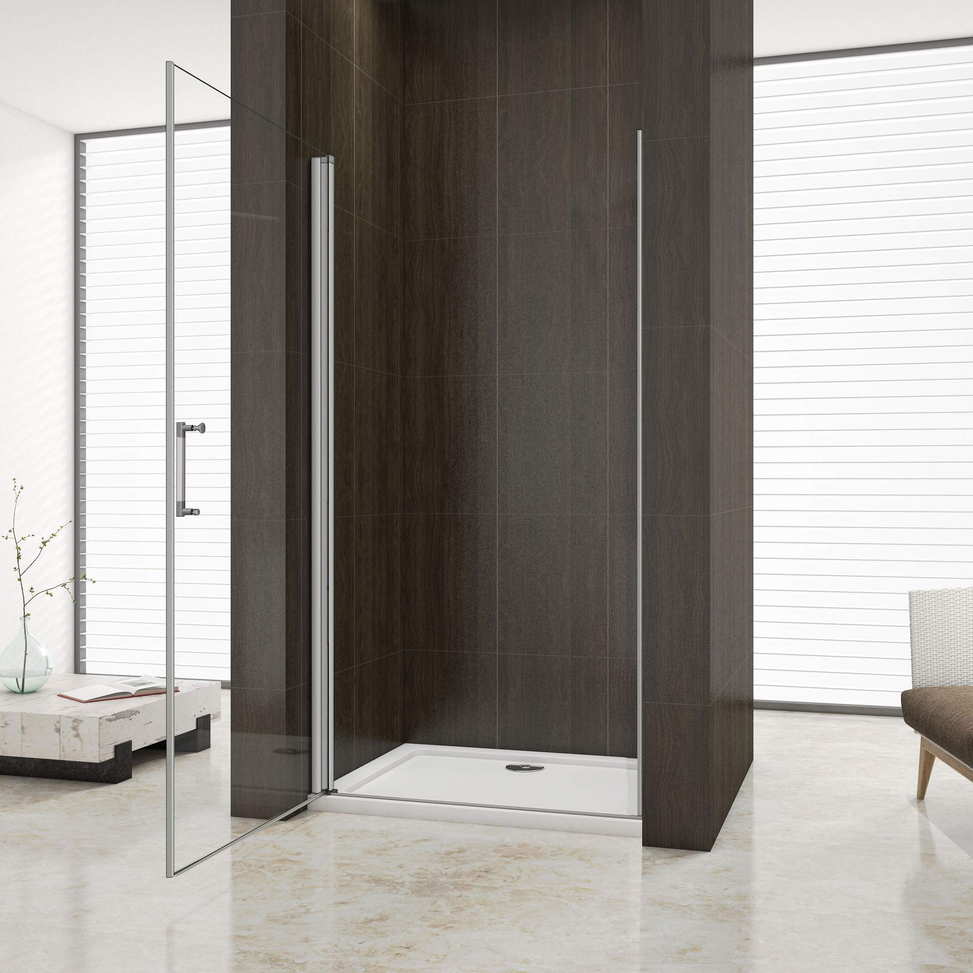 Mampara de Ducha Abatible Gris Mate 5mm 70x185cm