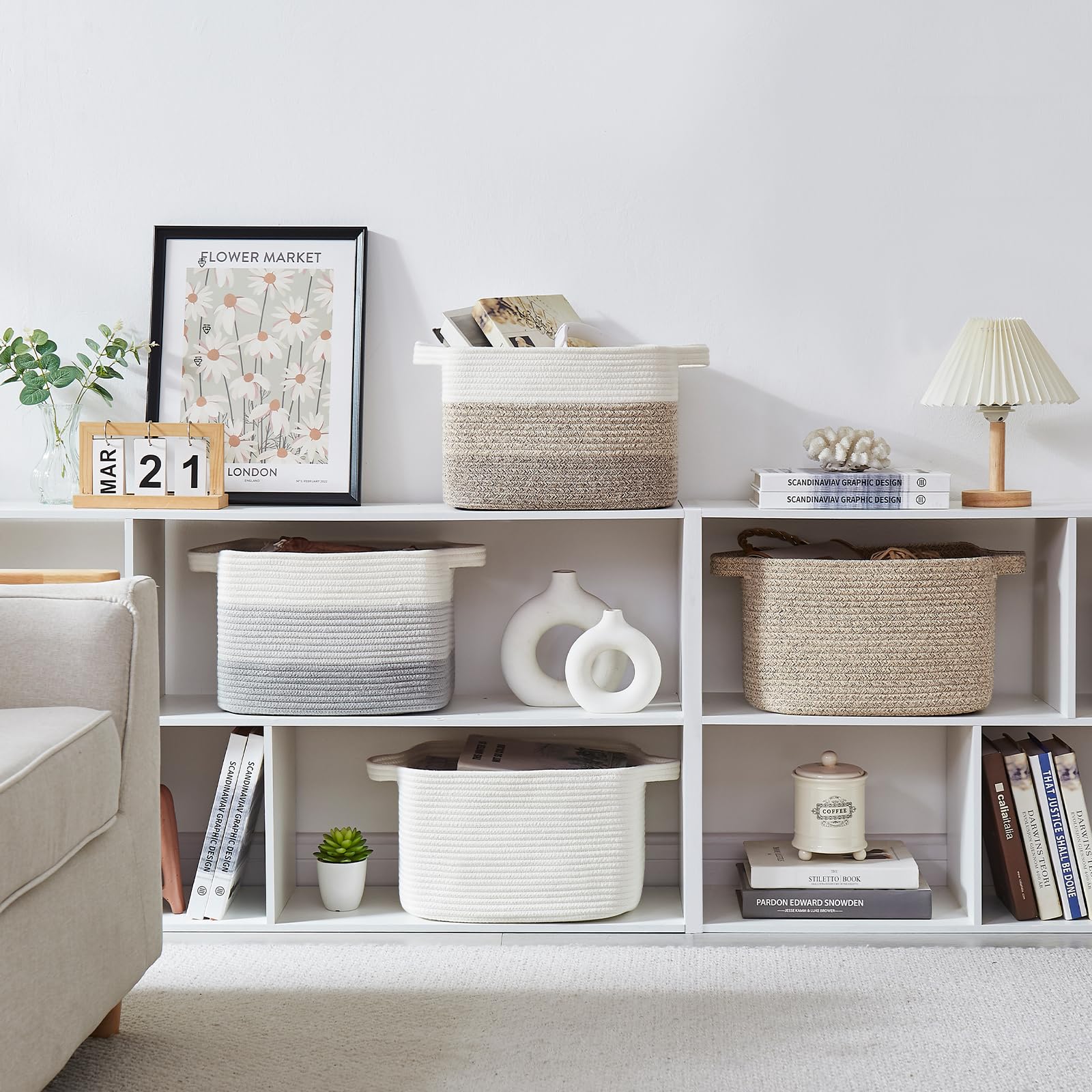 Kit 4 Cestas De Algodão 33x33cm - Organização Para Casa