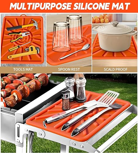Miniatura 3 de Alfombrilla de herramientas para plancha Blackstone, alfombrilla de silicona Blackstone Accesorios para plancha, espátula para parrilla,