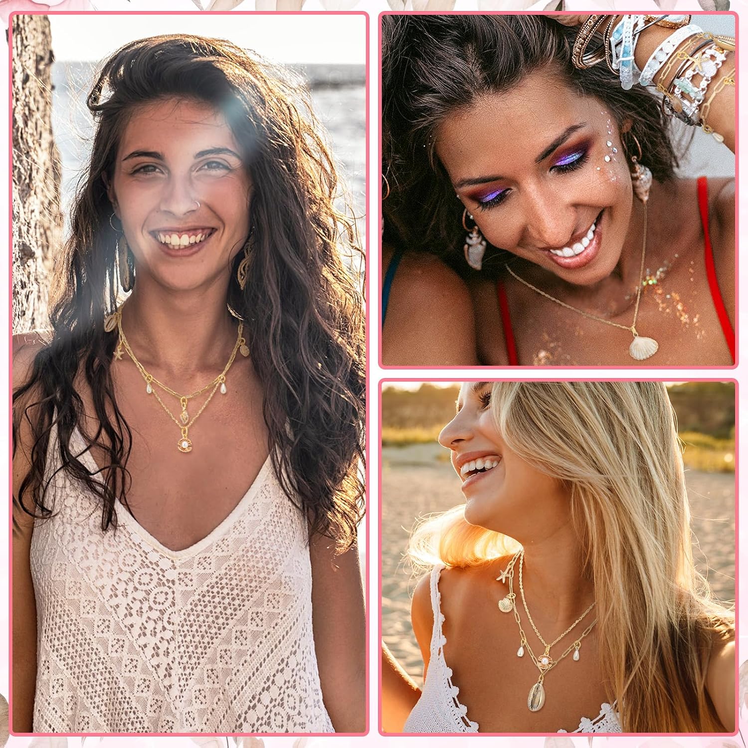 Liliaafar 107 Pcs Jewelry Making Kit DIY Beach Shell Charm Necklace and Bracelet for Women Jewelry Making Accessories with Charm Pendants Jump Rings Lobster Clasps Pliers for Arts Craft Gift