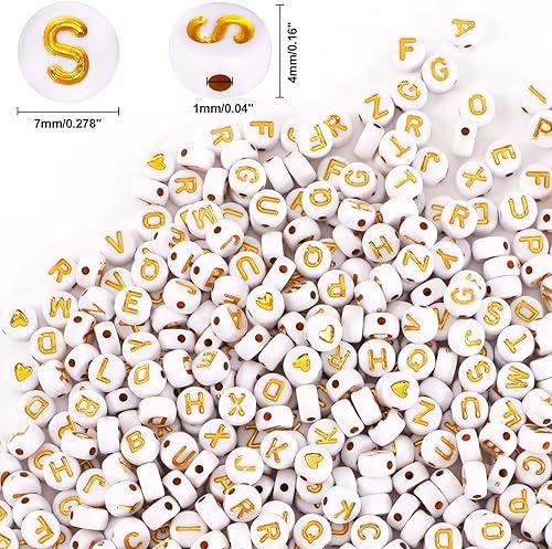 Miniatura 9 de DECYOOL - Cuentas de letras acrílicas del alfabeto con 1 rollo de cuerda elástica para pulseras, collares, suministros de fabricación de joyas