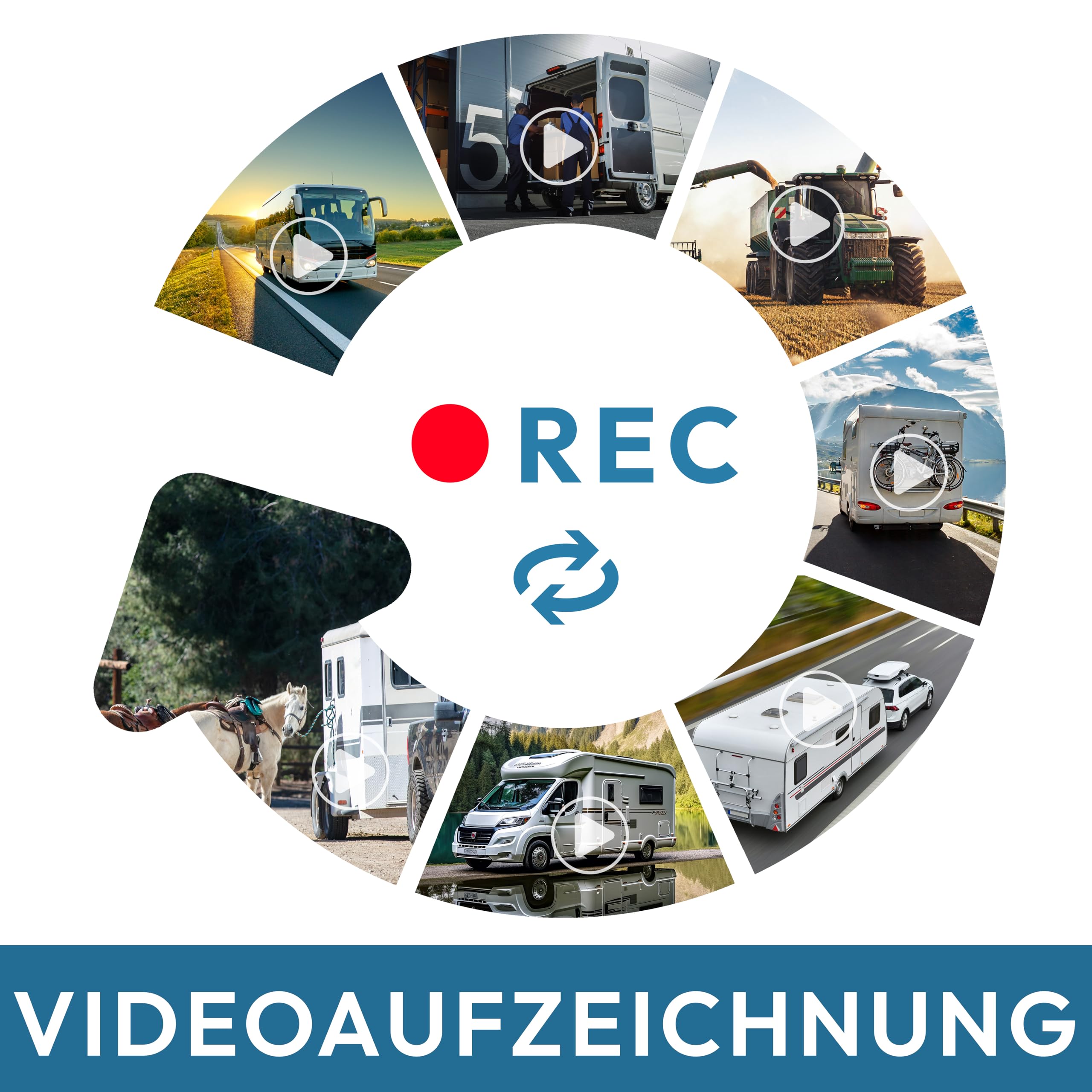 VSG24 Excellent HD Rückfahrmonitor – 7 Zoll Full HD Monitor – 4 Kameraeingänge – Touchdisplay – Loop-Aufnahme – 12 bis 32 V – für Wohnmobil, LKW & Transporter