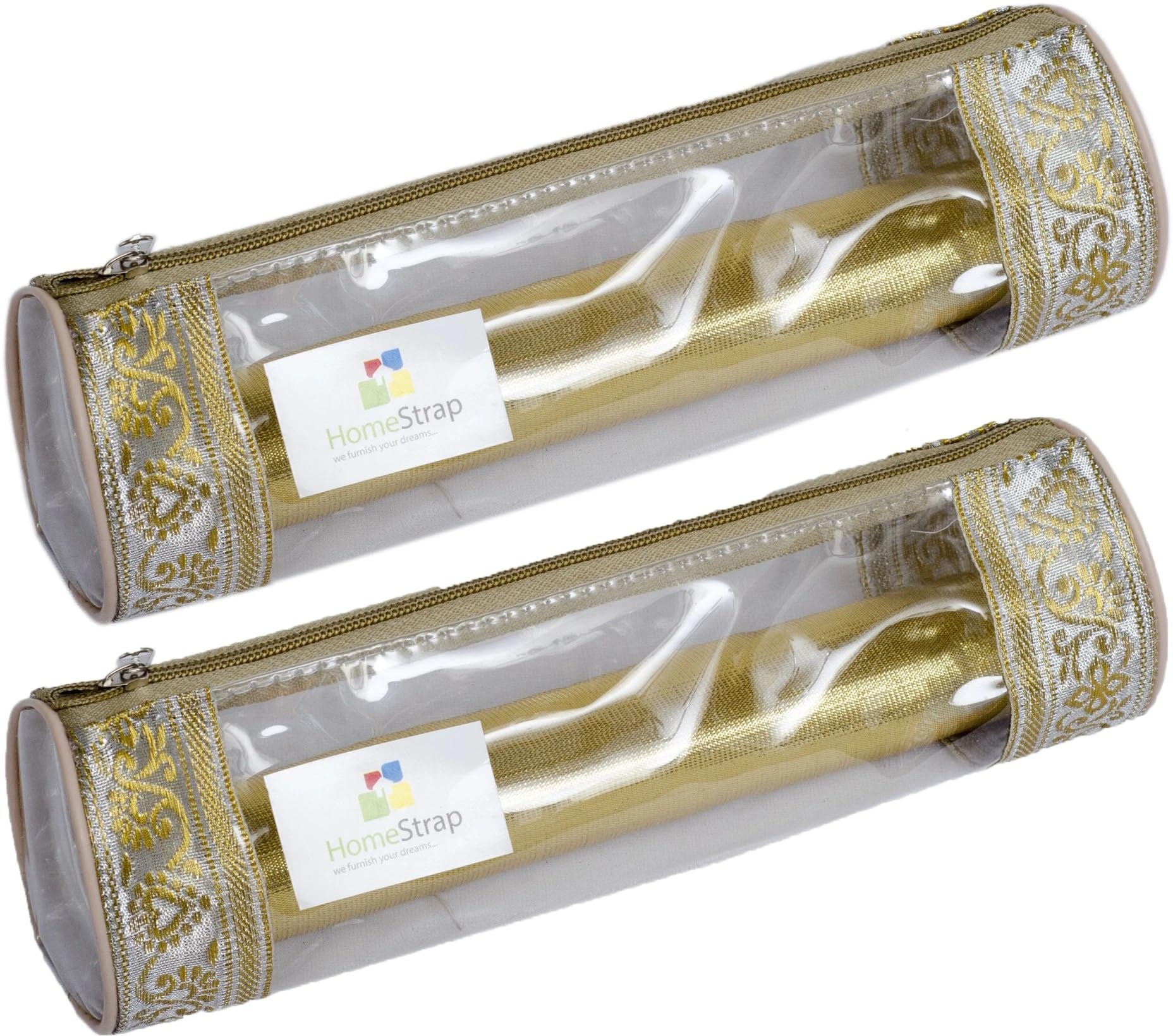 HomeStrap Single Rod Travel Bangle Pouch- Set of 2(Golden)