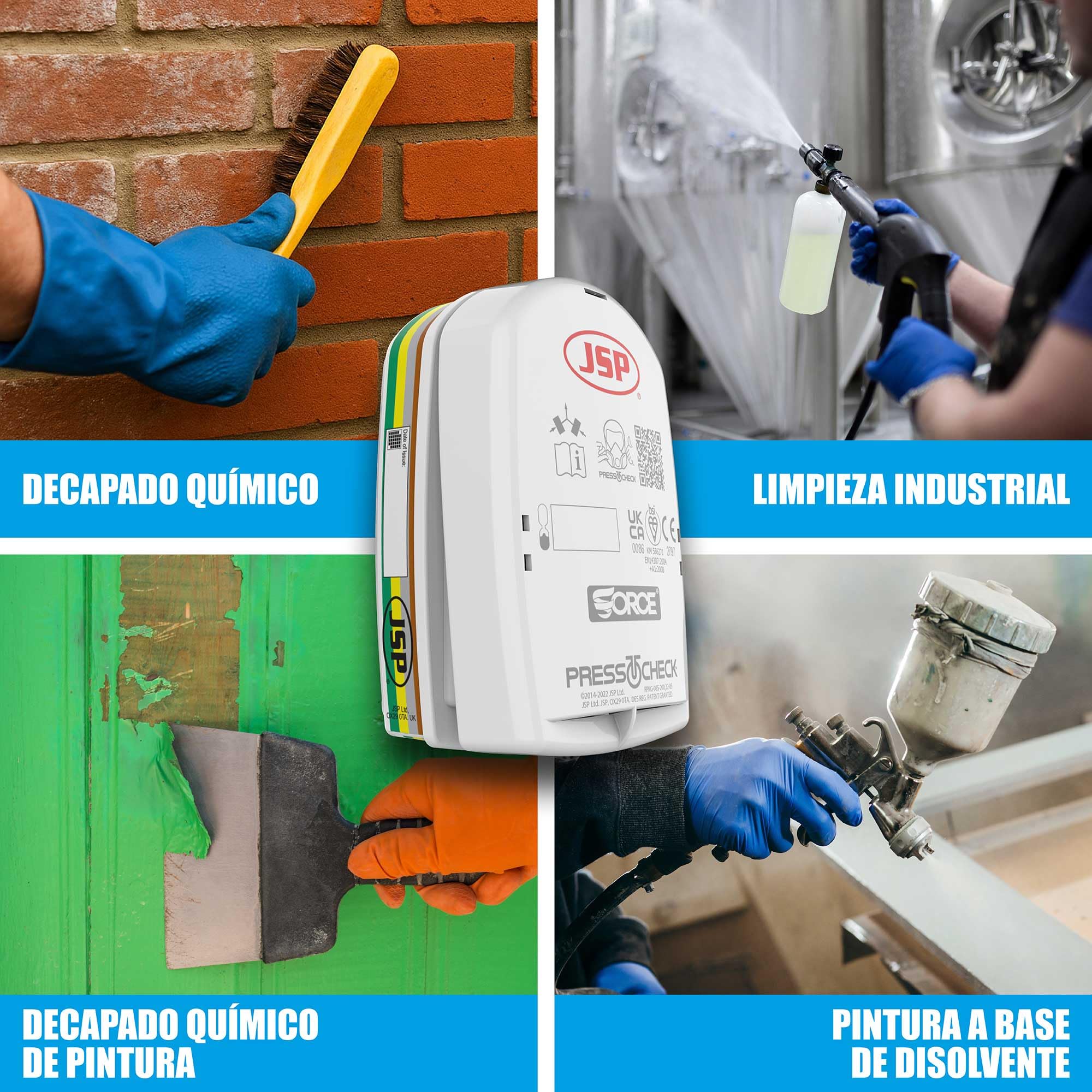 JSP FORCE 8 Semimáscara Respirador Reutilizable Filtros PressToCheck ABEK1P3
