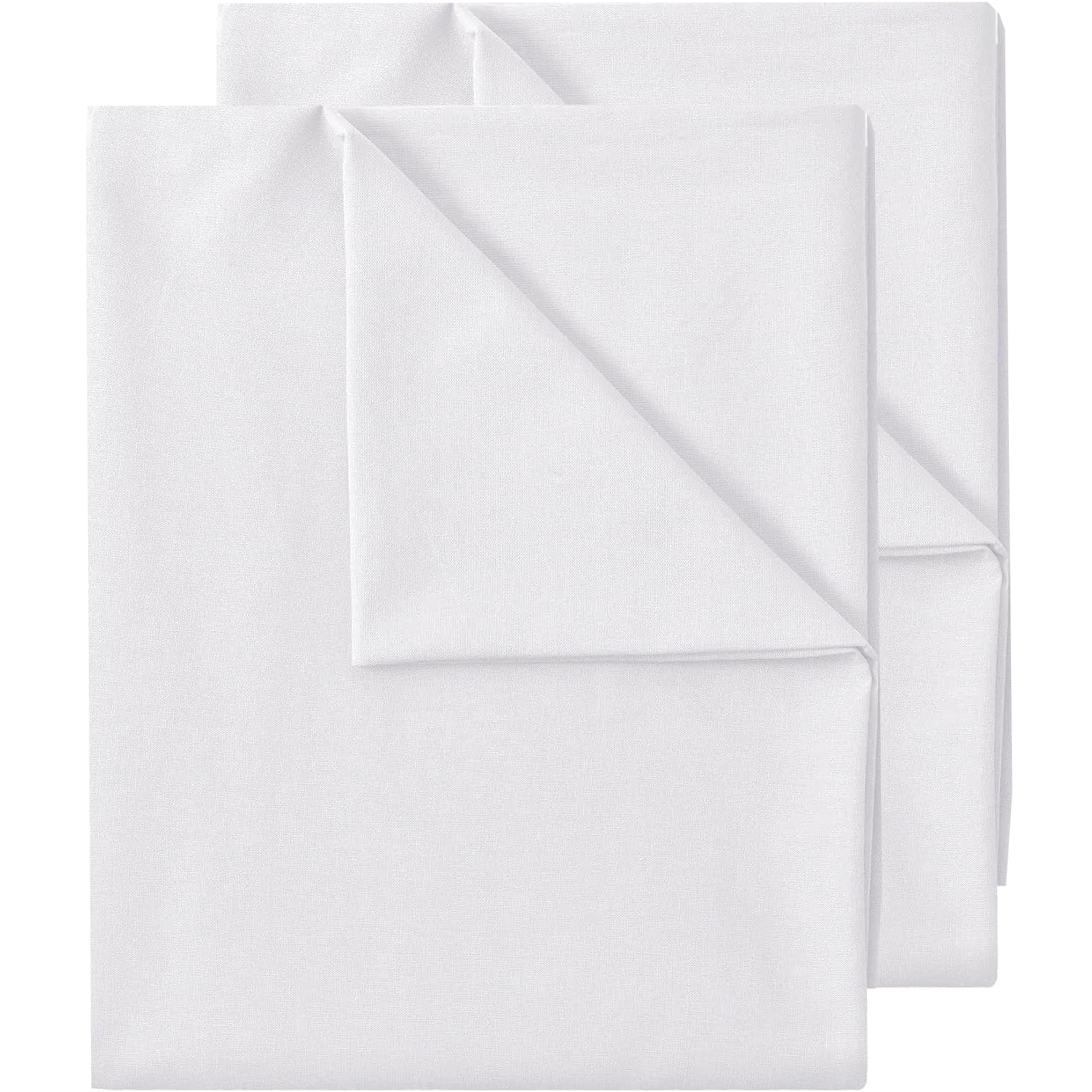 Lot De 2 Draps Plats 100% Coton Green Mark Textiles - 250 X 150 Cm, Blanc. Polyvalent (lit, Nappe, Couverture D'été). Lavable 95°C
