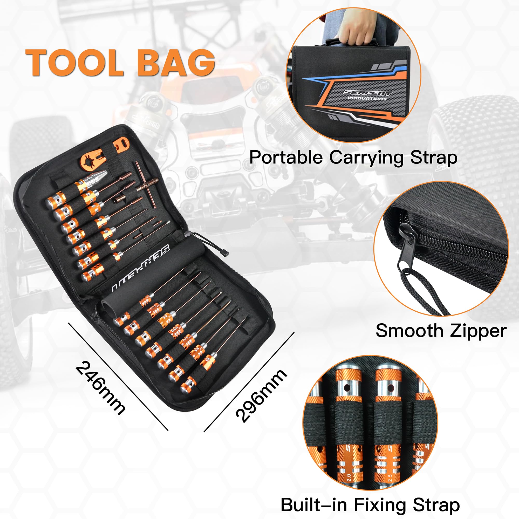 Serpent Set di strumenti ONROAD (17 pezzi)RC Tool Kit RCchiave