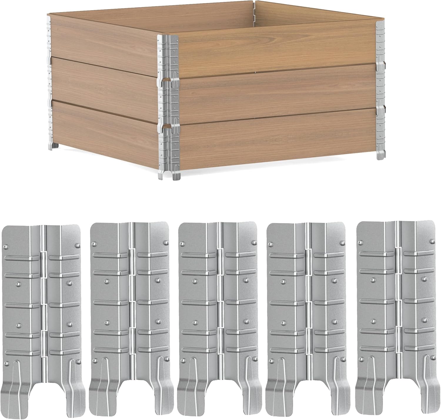 8" Pallet Collar Hinges - 4 PCS Raised Garden Bed Corner Brackets Kit for Custom-Depth Raised Beds, Compost Bins, and Planter Boxes