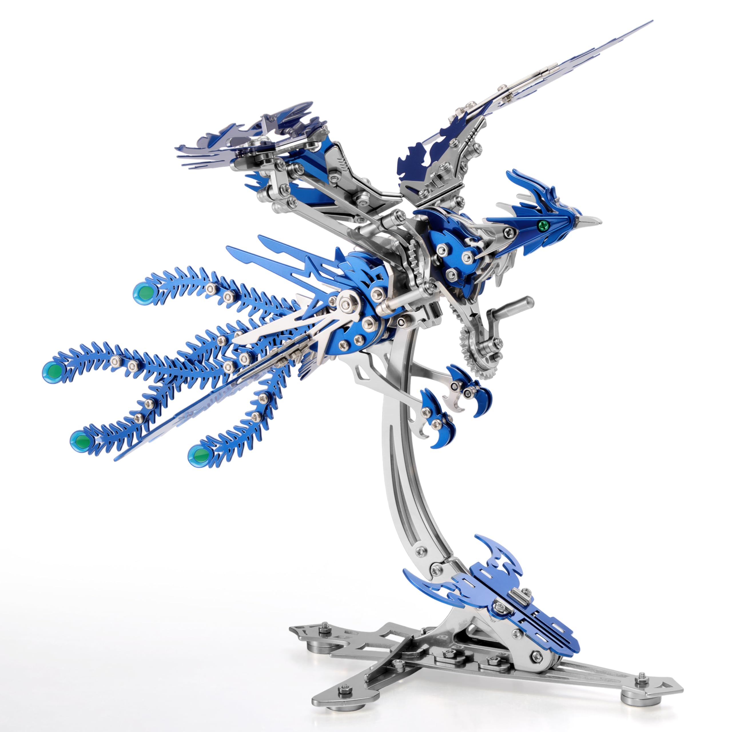 Gold-Plated Metal Phoenix Model Kit - 3D Stainless Steel Mythical Bird Puzzle for Adults - Mechanical Firebird Figurine - Steampunk Kinetic Art