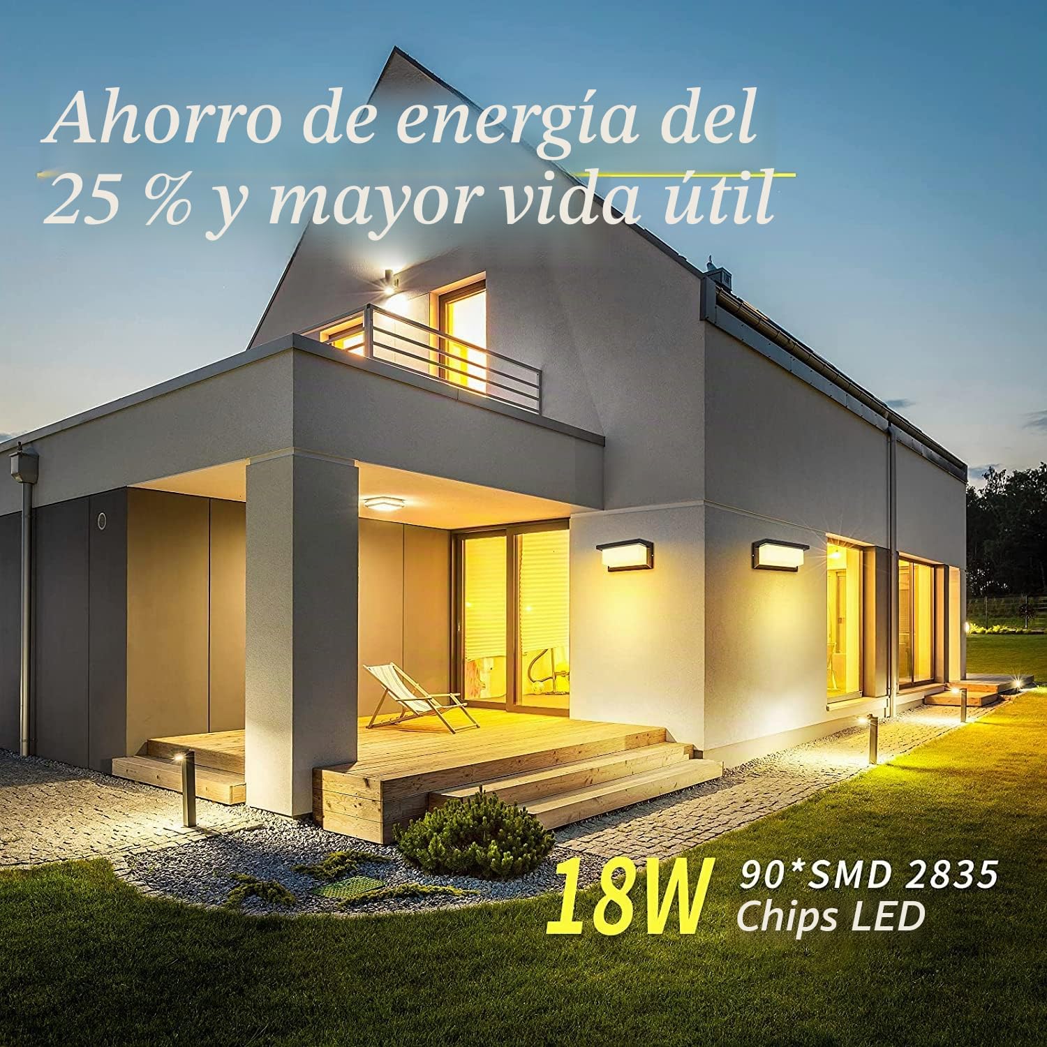 Aplique Exterior LED Moderno IP65 Impermeable, Aluminio LED Apliques Pared, para Balcón Jardín, Porche, Camino, Iluminacion Patio (Blanco cálido, 2PCS)