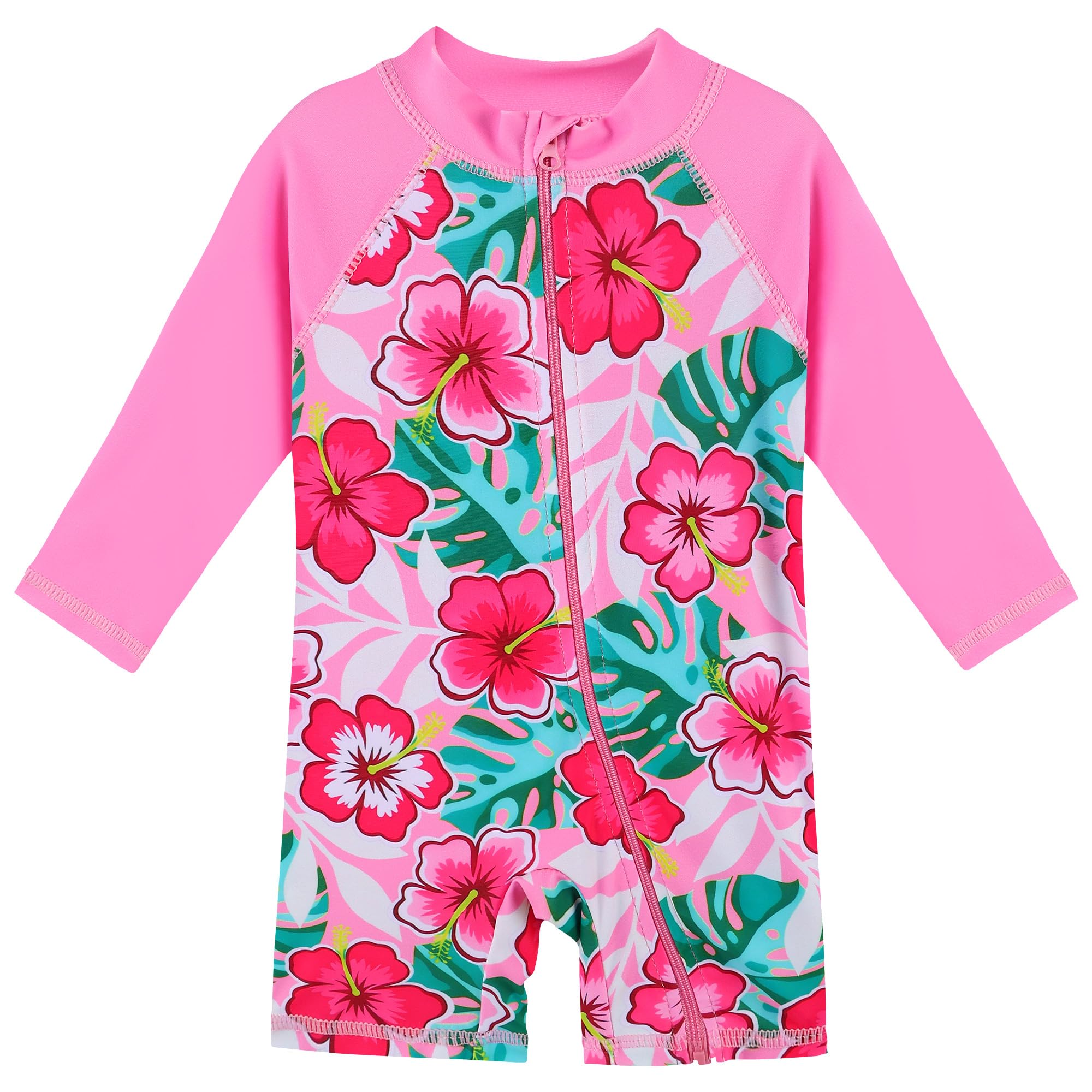 HUAANIUE Toddler Girl Swimsuit Long Sleeve UPF50+ Sun Protection 0-6T