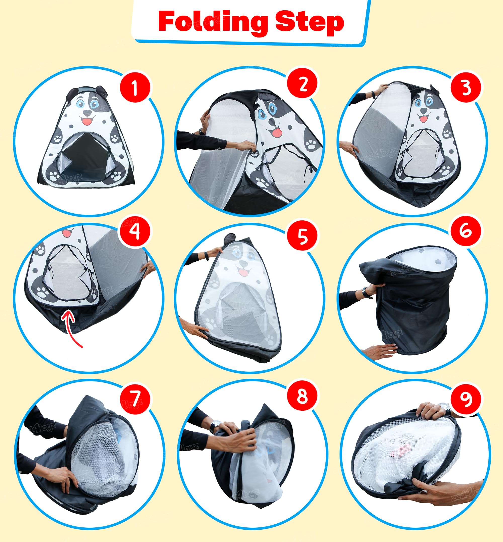 Zest 4 Toyz Popup Tent House for Kids Play House Foldable Tent House for Boys & Girls Easy to Set Up Baby Tent House 3 to 5 Years (Balls Not Included) - Black & White 2