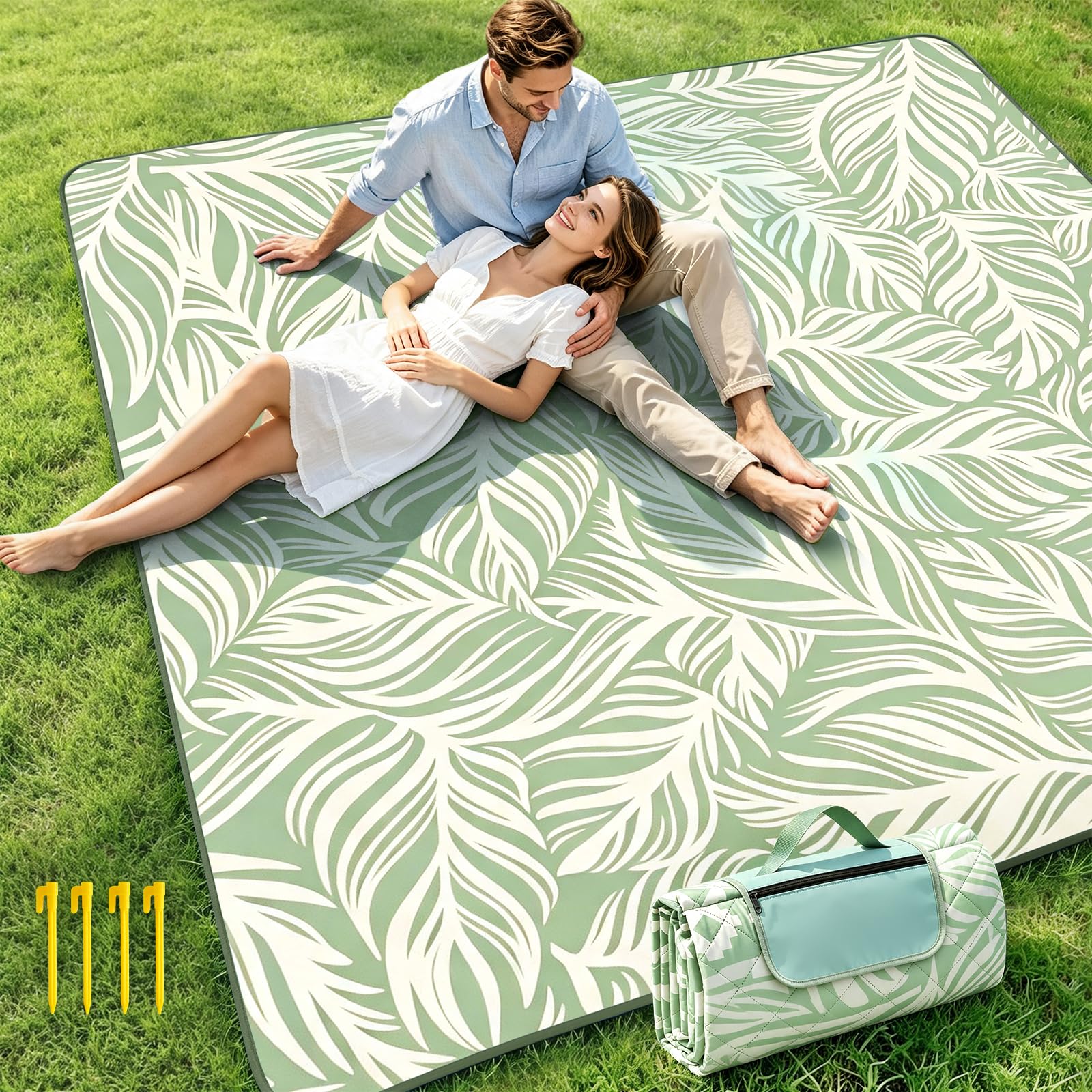 Large Foldable Picnic Blanket, 200 * 200 Cm, Waterproof and Sandproof