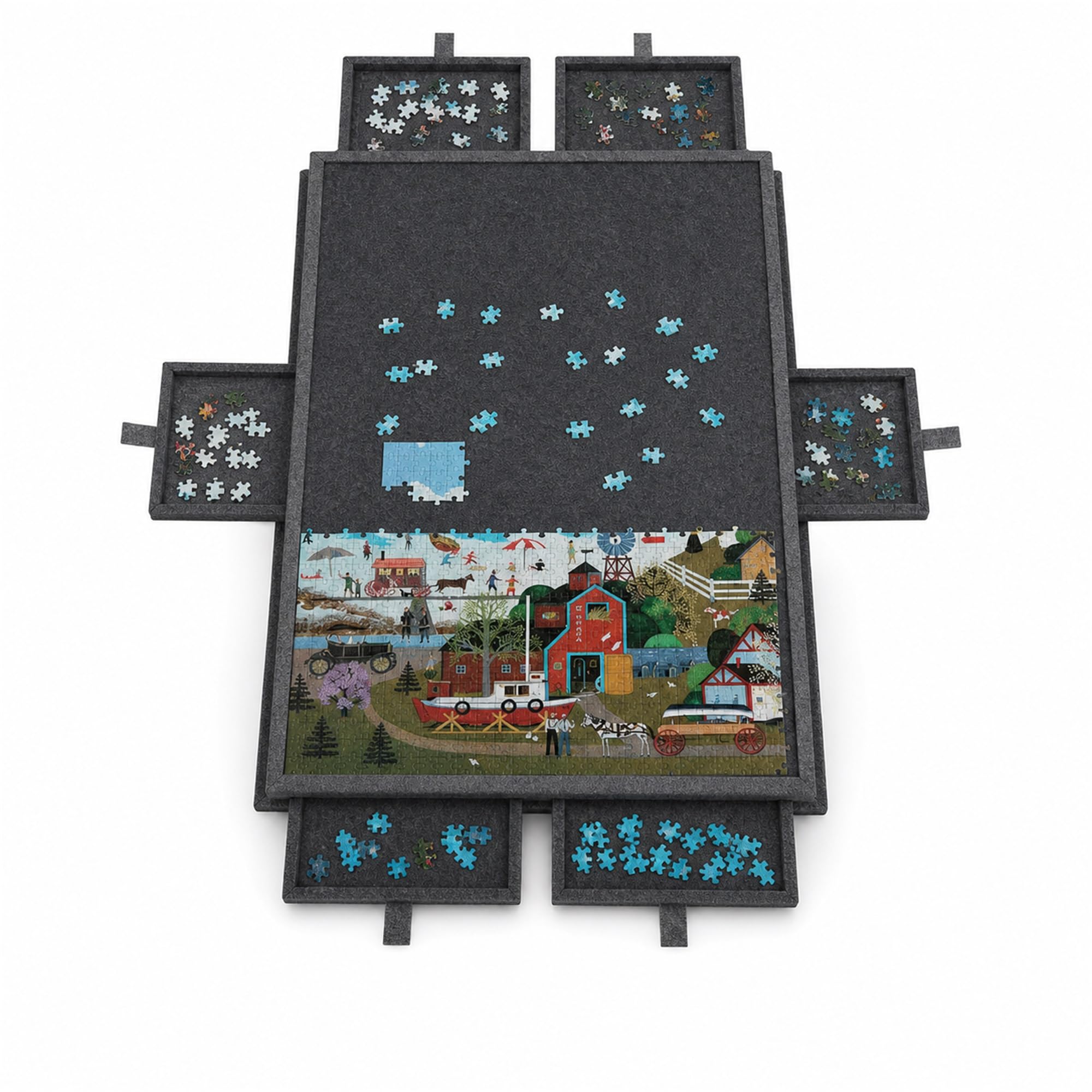 Tavola Puzzle Inclinabile,Porta Puzzles Portatile,Piattaforma di Puzzle in Feltro,con 6 Cassetti,Supporto 2 in 1 E Copertura,Ideale per Adulti E Appassionati di Puzzle
