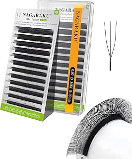 NAGARAKU U Eyelash Extensions Supplies 3D U Lash Easy Fan Russian Volume Crisscross Eyelashes Handwoven U Shaped Mesh Wispy Clusters 12 Rows Eye Lashes Matte Black - 0.07D Curl 8-15 Mix