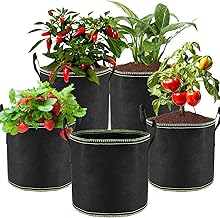 5 x Plant Bags – 22L, Fabric Grow Bags with Handles, Reusable, Geotextile Planting Bag for Flowers, Potatoes, Strawberries, Tomatoes