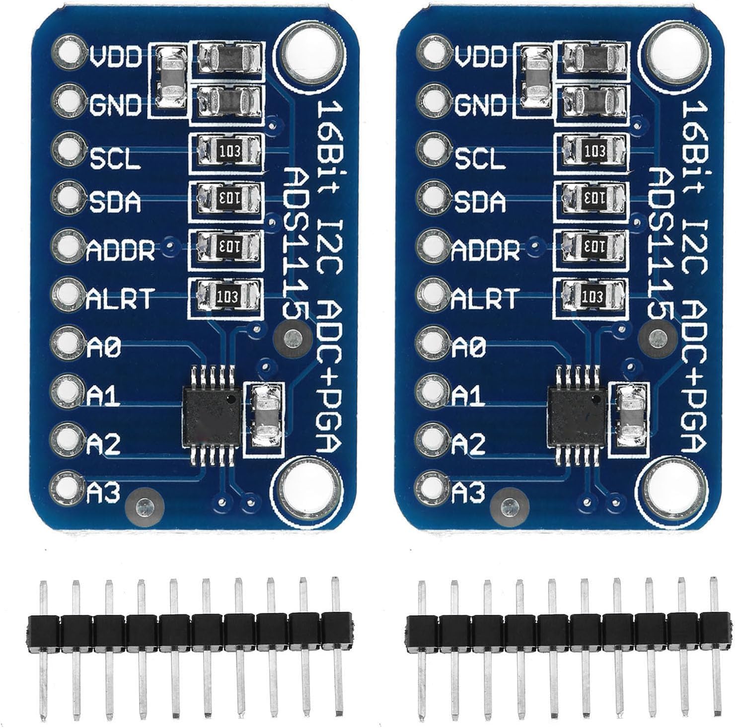 Eujgoov 16 Bit I2C ADC Module, Analog to Digital Converter Board with Programmable Gain Amplifier and Internal Oscillator, for Micro Controller Development
