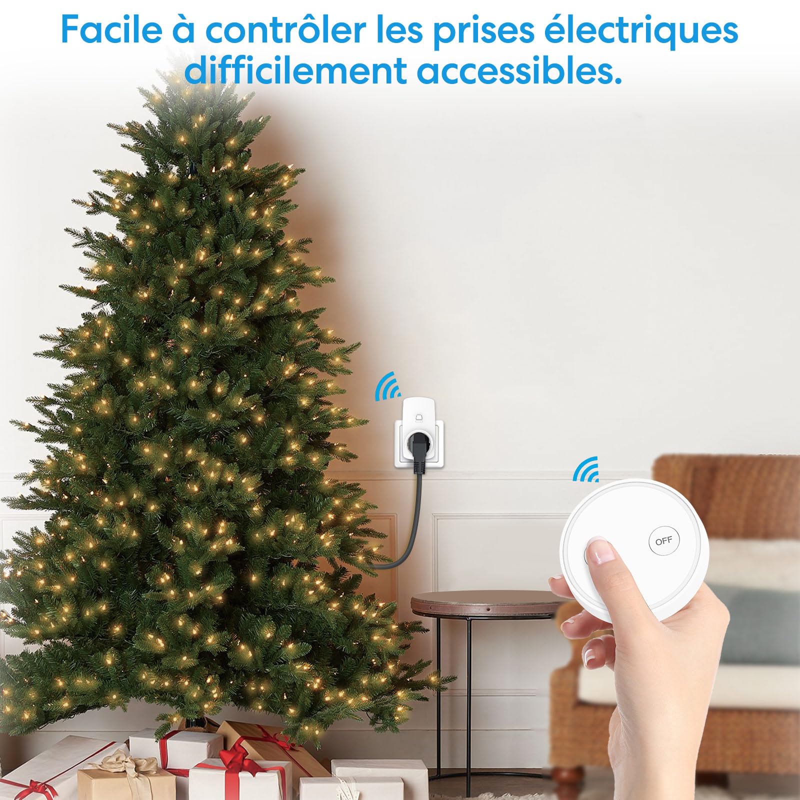 Prise Télécommandée LoraTap - Portée 30m - 2500W - Fixation Magnétique - Pour Appareils Électriques Et Personnes à Mobilité Réduite