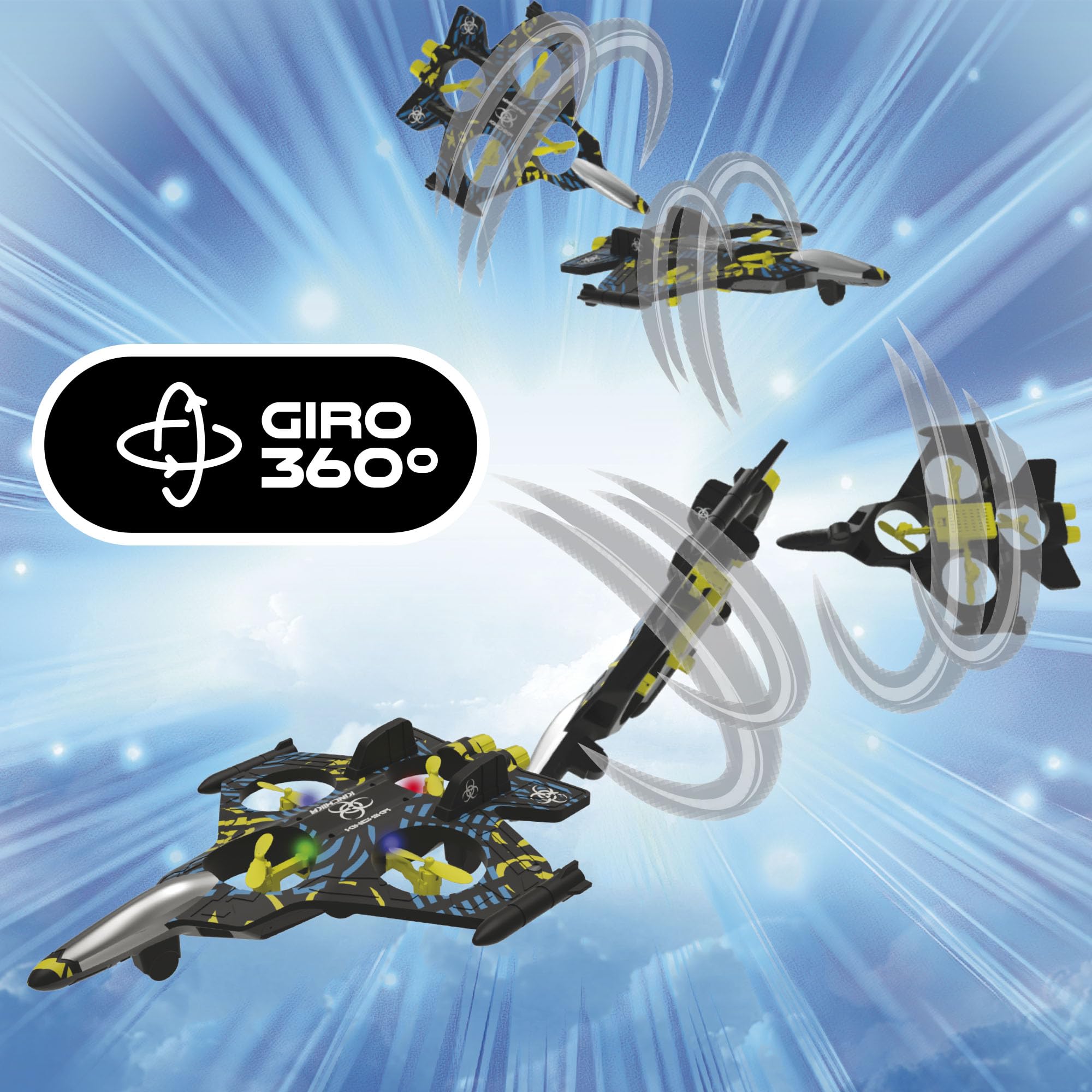 Bizak Jet Xtreme Harrier Aereo RC 4 Canali, Acrobazie e Decollo Automatico, Stabile e Preciso, Luci LED, +8 anni, (65430001)