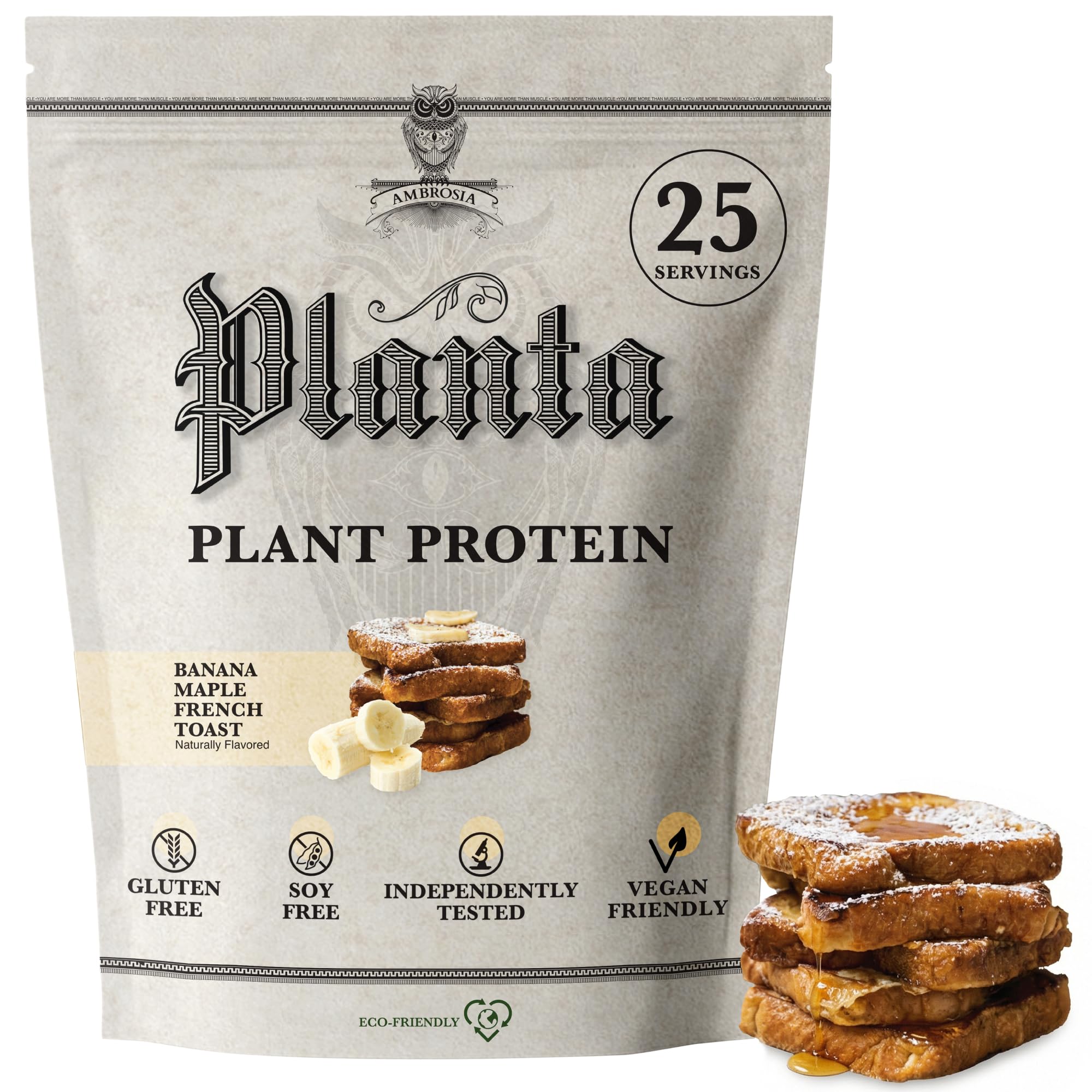 Ambrosia Planta - Plant-Based Protein Powder 20g | Dairy Free Vegan Protein Powder with BCAA Amino Acids | Keto-Friendly, No Added Sugar | 25 Servings | Banana Maple