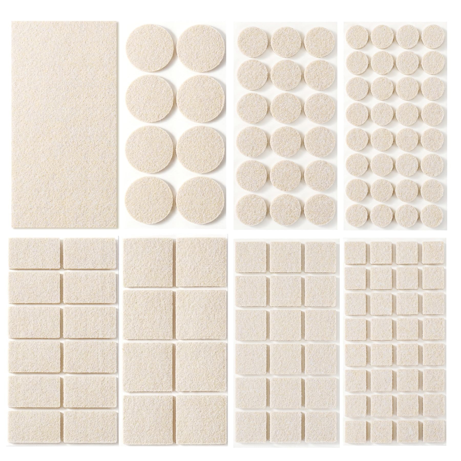 Felt Furniture Pads for Hardwood Floors 129 Piece, Furnigear Anti Scratches Felt Pads for Round, Square Chair Feet Self Adhesive Chair Felt Pads