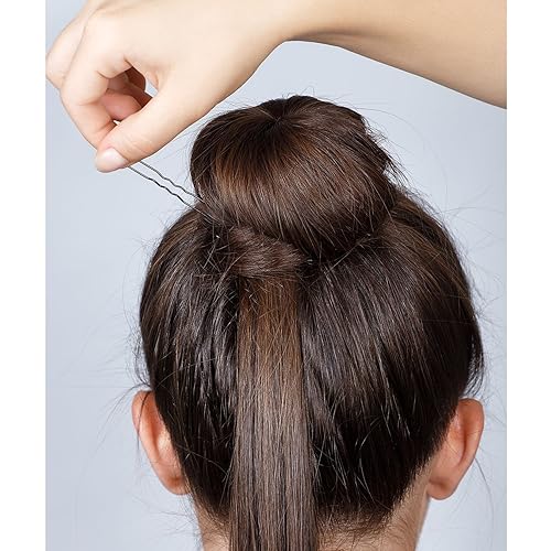 Miniatura 5 de Hicarer 200 horquillas para el cabello en forma de U de 2 tamaños para mujer, con caja de almacenamiento transparente, negro y marrón