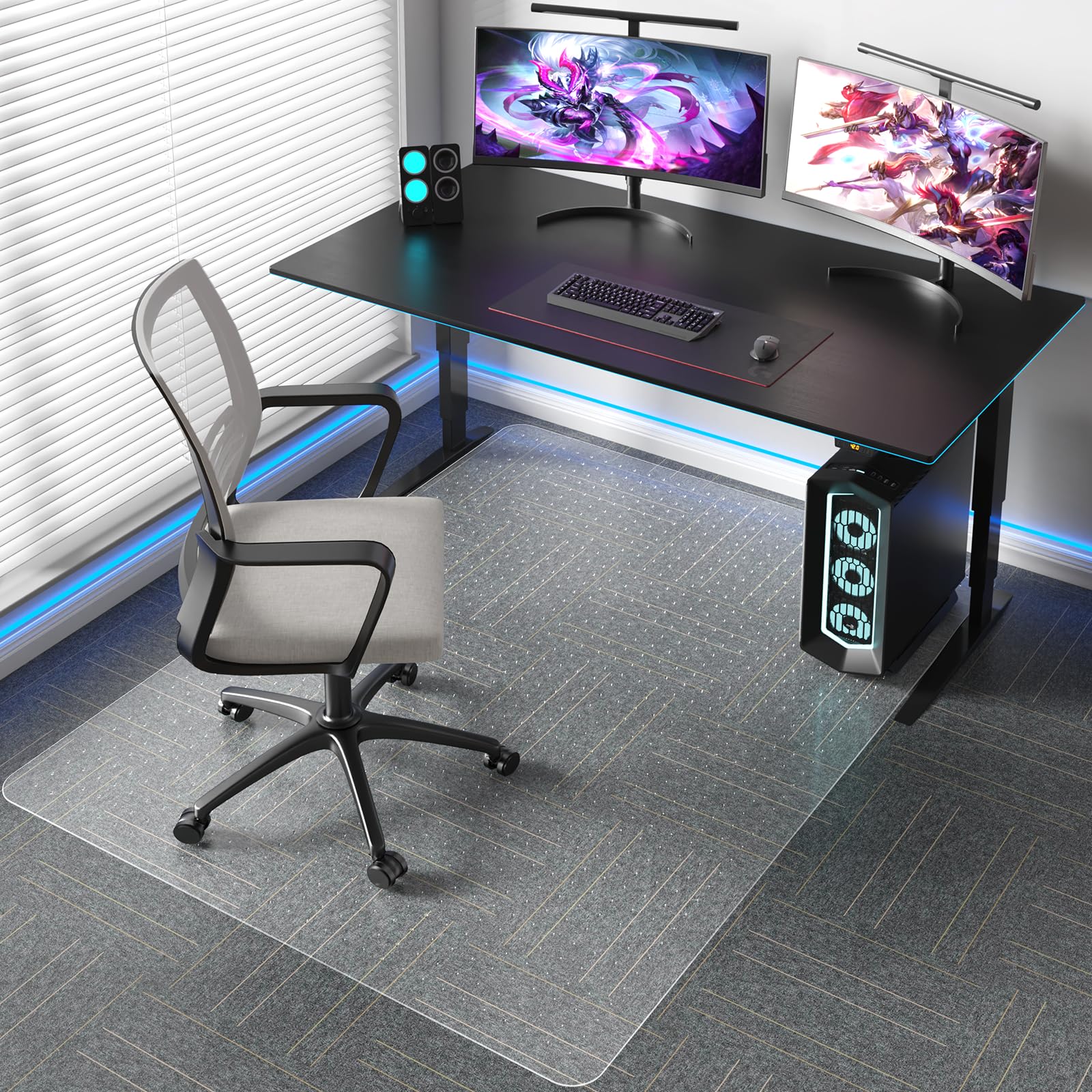 Tydle Chair Mat for Carpet 60 x 46 Chair Mat for Carpeted Floors Non-Slip Computer Under Desk Plastic — view 8