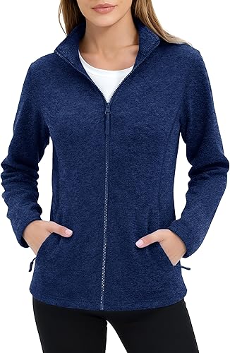 MAGCOMSEN Chaqueta de Forro Polar para Mujer con Cremallera Completa Ligera Suave Polar Cálida Chaquetas de Invierno para Mujer con Bolsillos