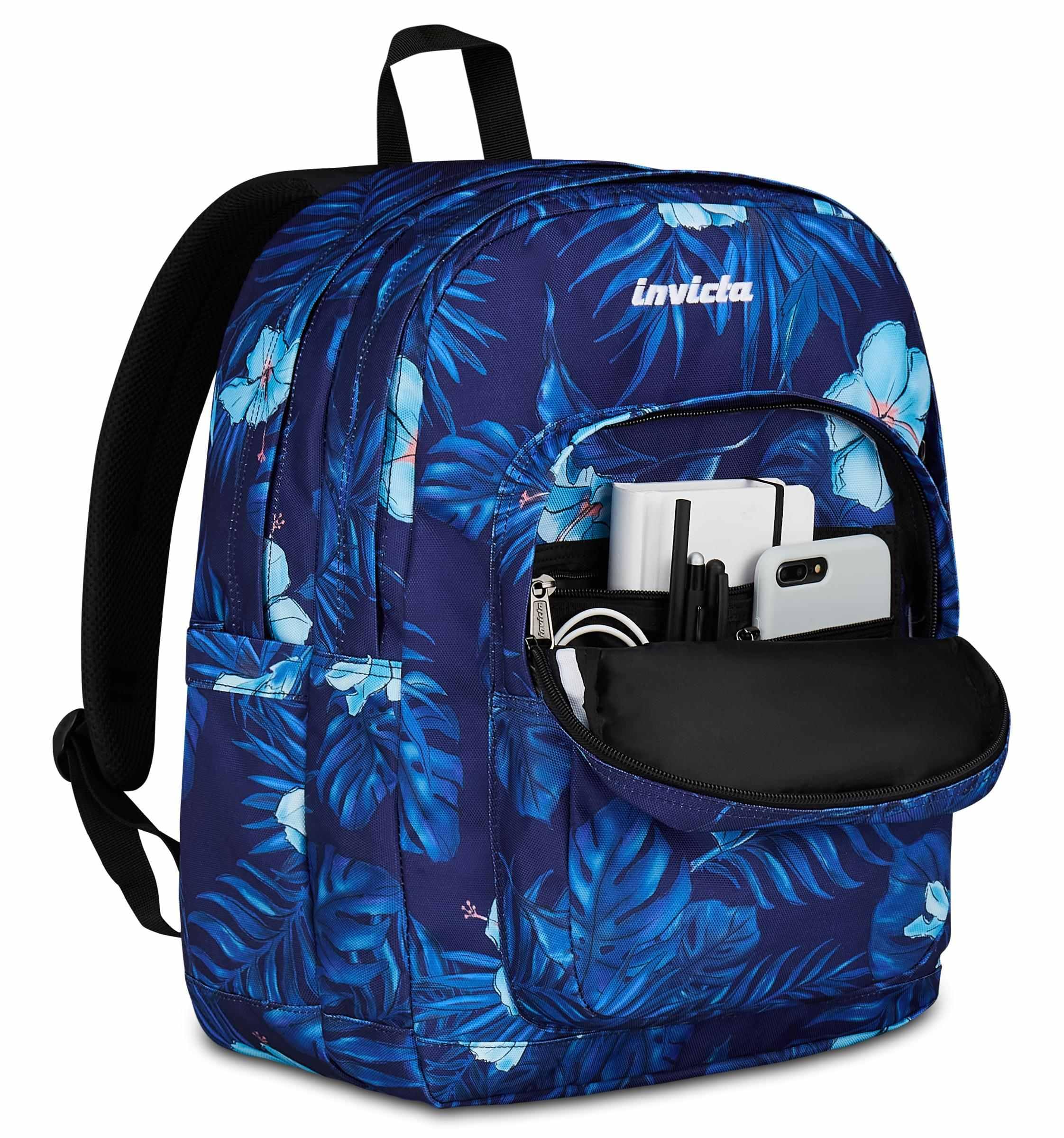 Invicta Zaino Scuola Jelek, Blu, Doppio Scomparto Con Tasca per PC e Tasca per Borraccia, 34 lt, Scuola Media e Superiore, Zaino Ragazza