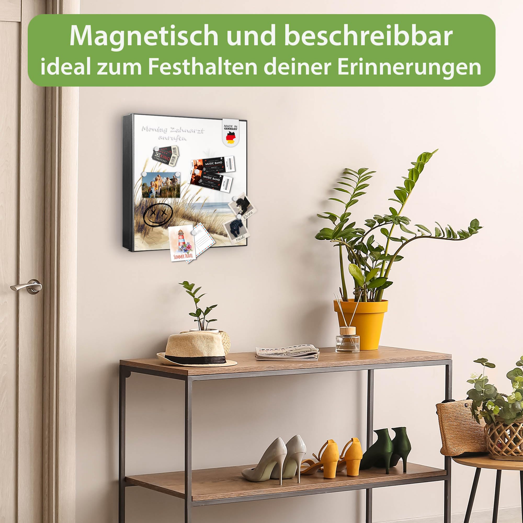 Banjado Großer Schlüsselkasten Metall 30x30cm 32 Haken Schlüsselbox modern mit magnetischer Tür Dünenlandschaft