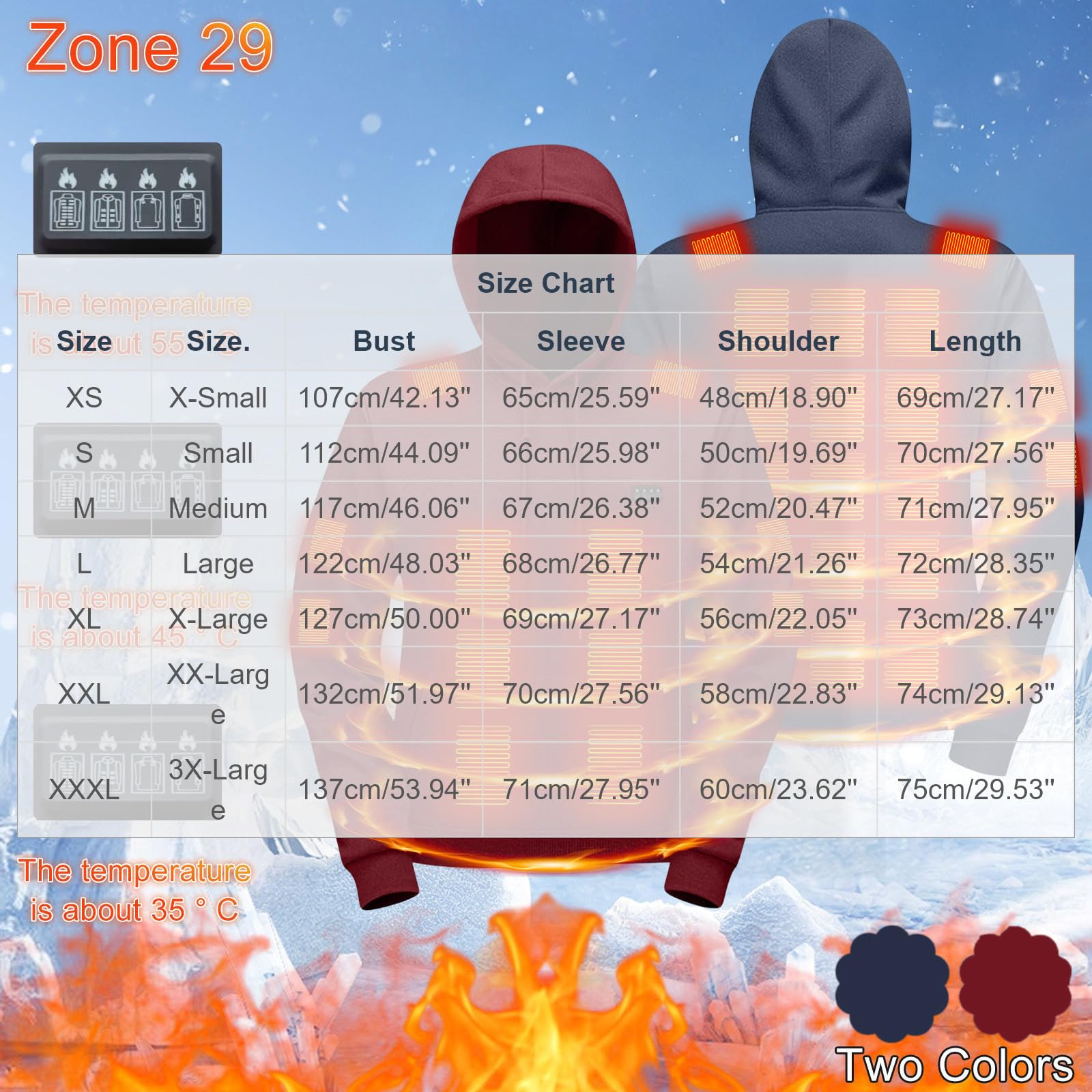 Beheizbare Hoodie Herren Winter Beheizbarer Pullover Warm Kapuzenpullover