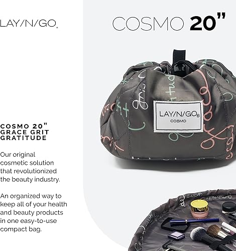 Miniatura 2 de Lay-n-Go Cosmo - Organizador de cosméticos y maquillaje con cordón, bolsa de aseo para viajes, regalos y uso diario, Grit Grace Gratitud