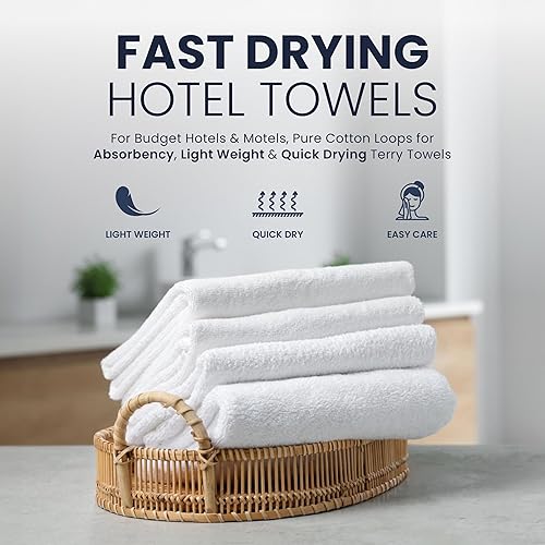 Miniatura 10 de belem Económicas 36 toallas de baño grandes blancas a granel (27 x 54)  3 docenas de toallas de baño baratas al por mayor  Peso ligero  Secado