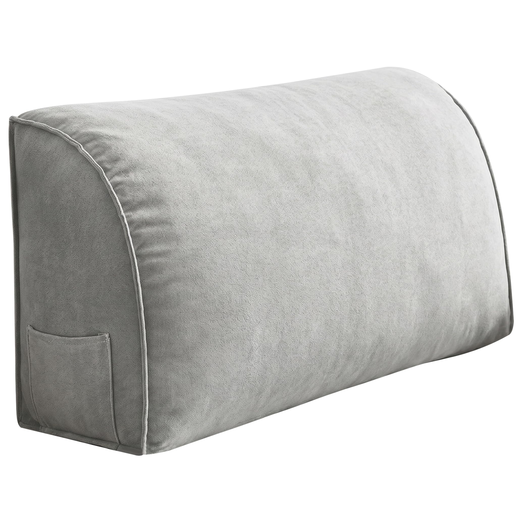 Ginwrek Lumbar Support Pillow For Couch, Curved Couch Back Cushion With Side Pocket For Sofa Bed, Gray, 27.56x13.78x7.87 Inch
