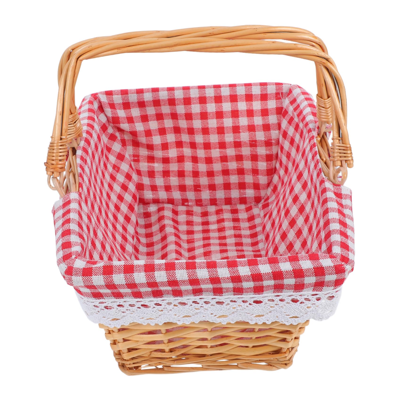 Cabilock Willow Wicker Bread Basket Rectangular Food Serving Tray with Liner for Fruits Vegetables Countertop Organizer for Home Restaurant Easy to Clean Ample Storage