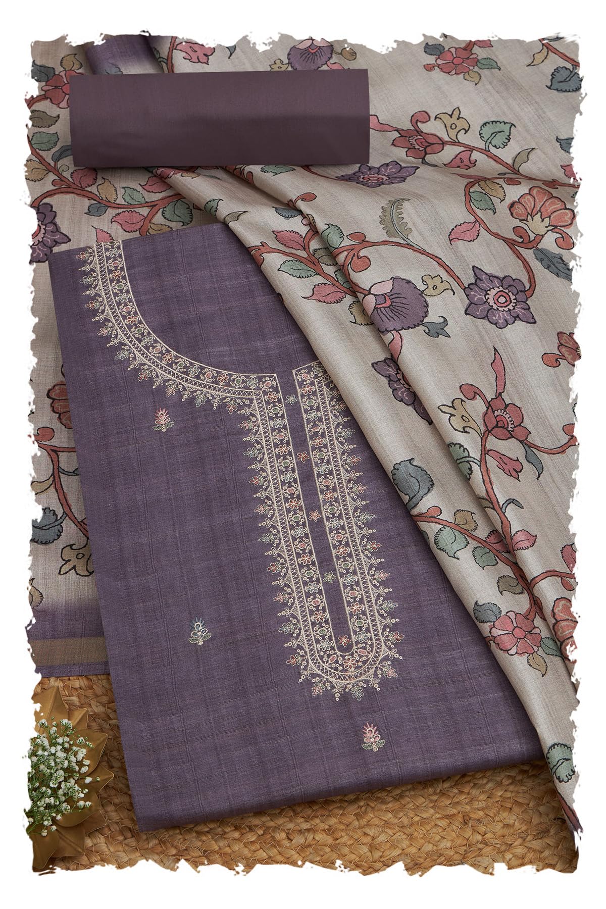 soch Womens Tussar Embroidered Unstitch Dress Material With Thread Work-picture-12