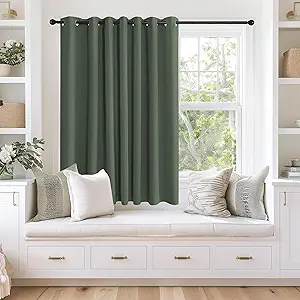 NICETOWN Blackout Curtains 63 inches Long for Living Room Bedroom, Grommet Thermal Insulated Room Divider Drape Window Treatment for Sliding Patio Door, W100 x L63, 1 Panel, Dark Mallard